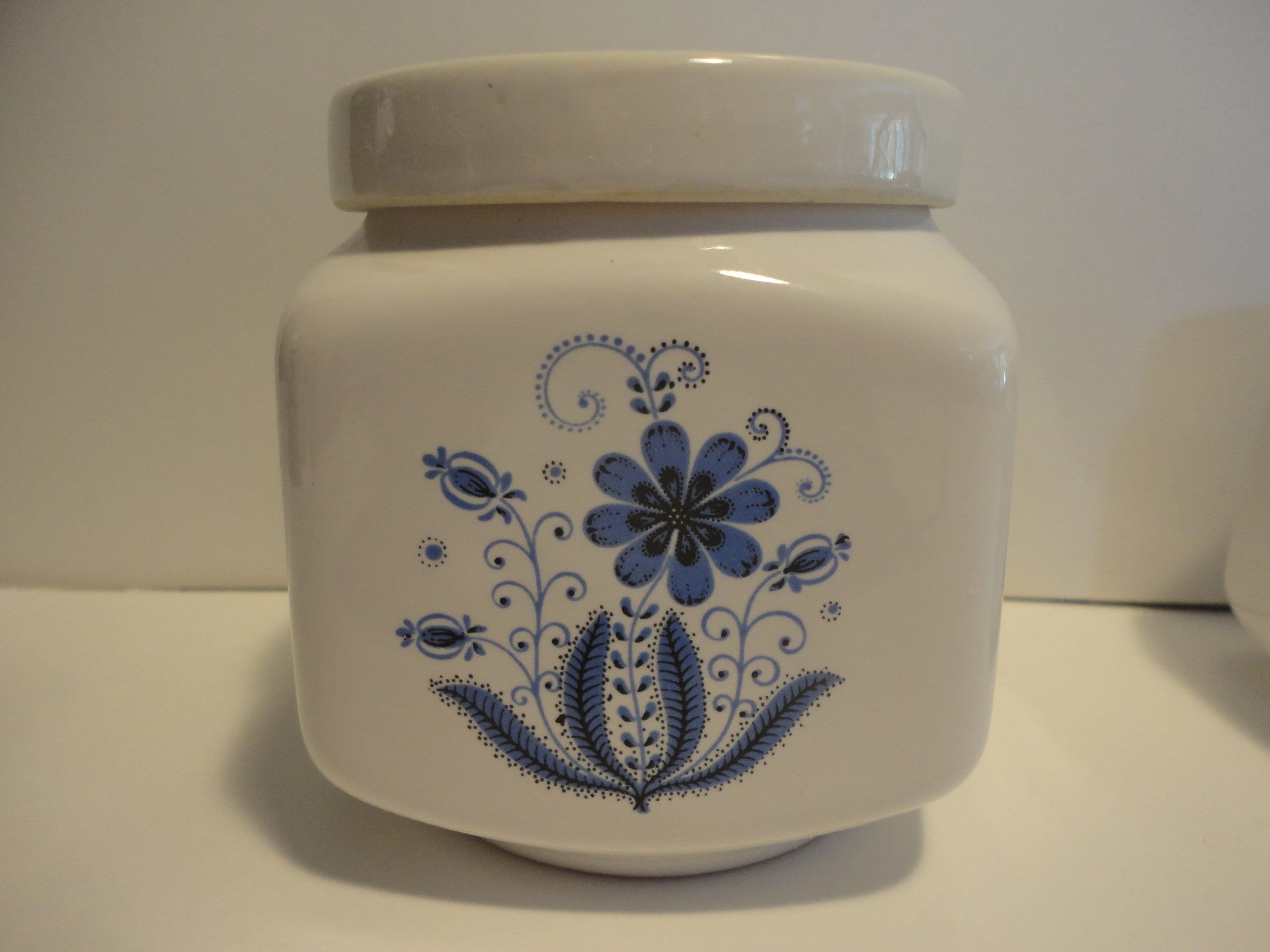 Porcelain White and Blue Floral Canisters Made in Etsy