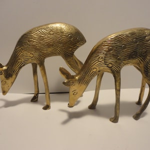 Brass Deer Figurines Set of Two,Collectible Brass Young Deer Figurines,Vintage Brass Deer Figurines,Decorative Brass Deer Figurines Set