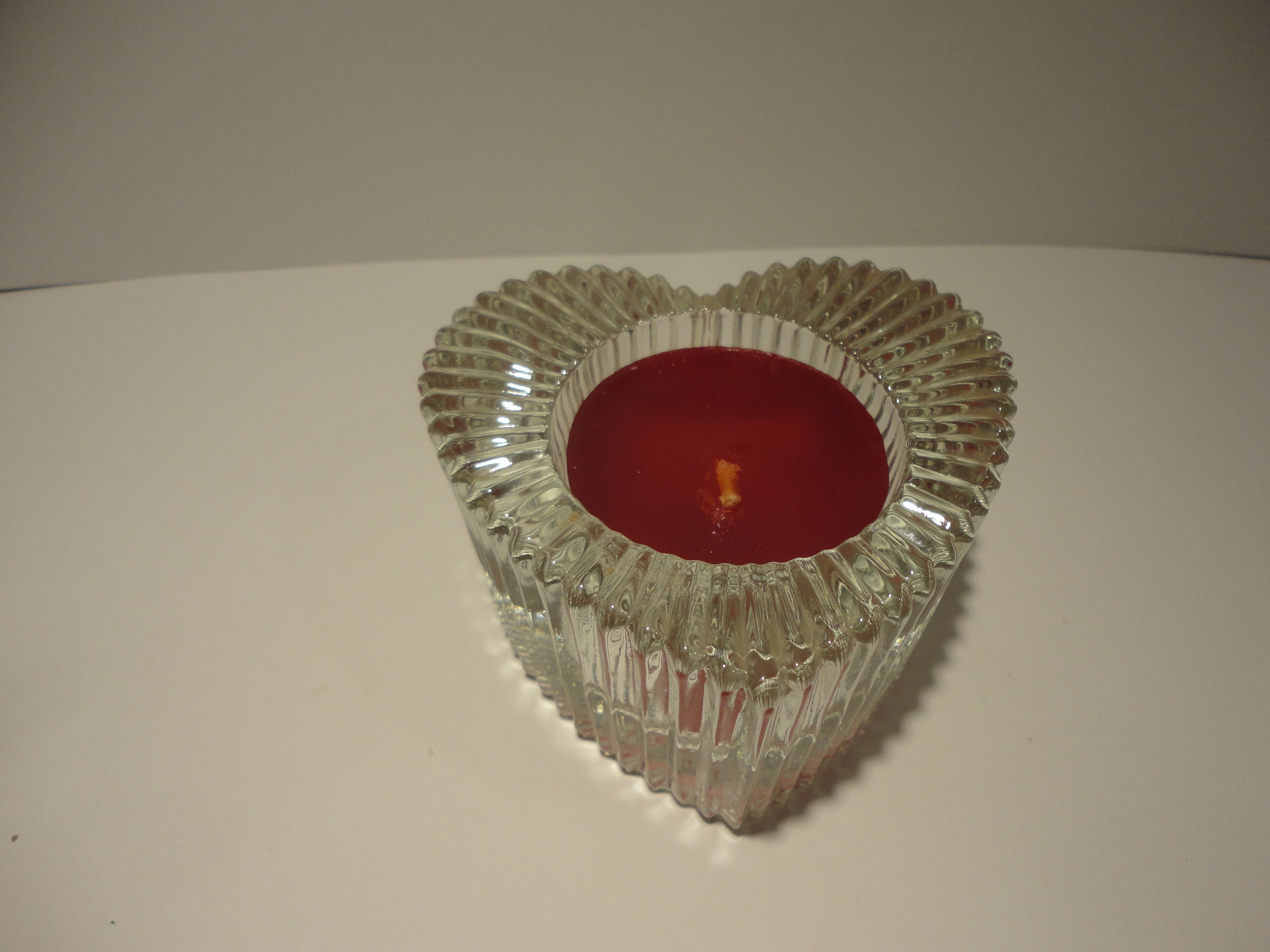 Avon Heart Shaped Glass Candle Holder with CandleCollectible Etsy