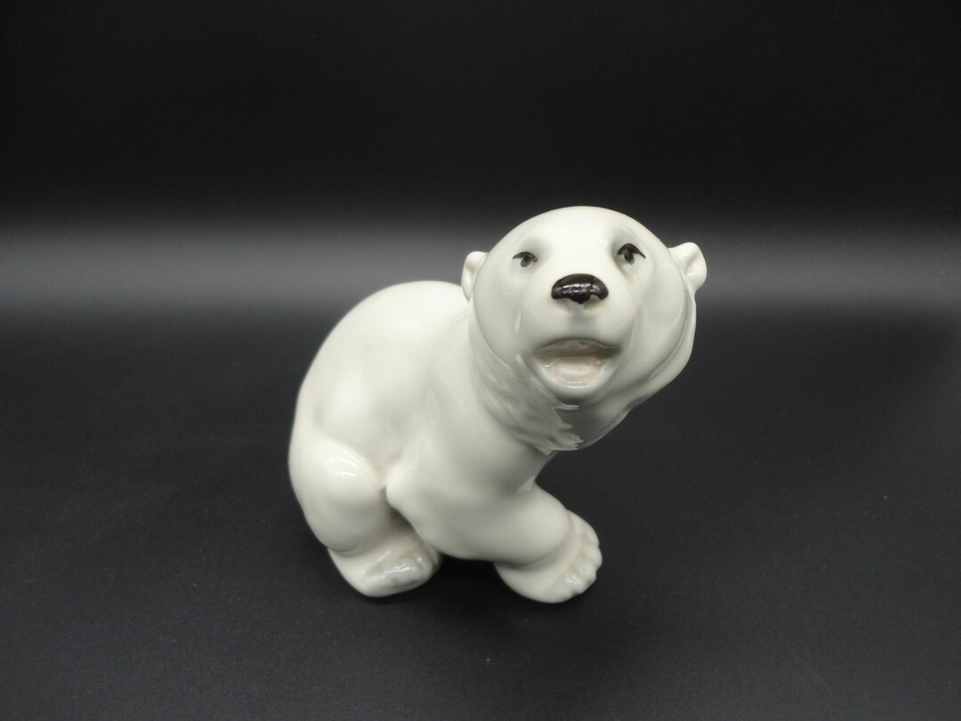 Vintage Lomonosov Porcelain Polar Bear, USSR Collectible Figurine