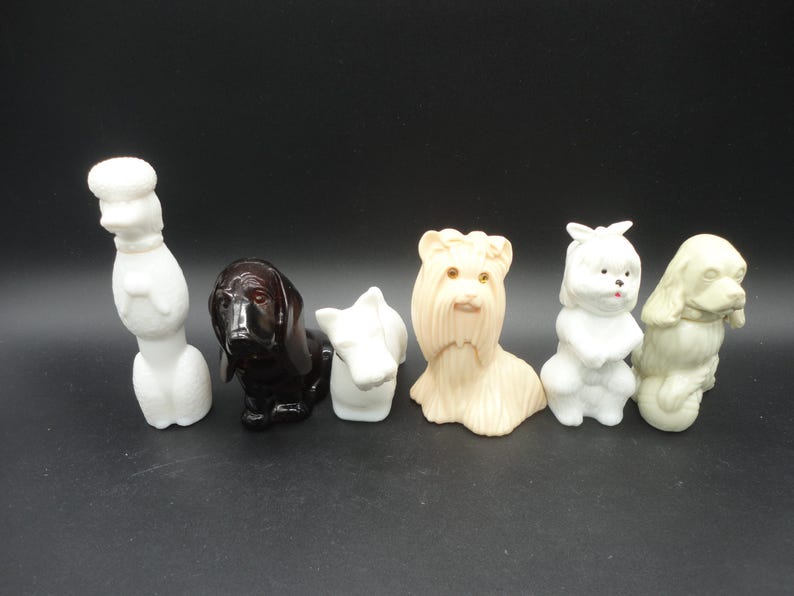 Vintage Avon Dog Perfume Bottles,Set of 6,Bon Bon Poodle,Baby Basset,Princess of Yorkshire,Sweet Tooth Terrier Lady Spaniel & Queen of Scots image 3