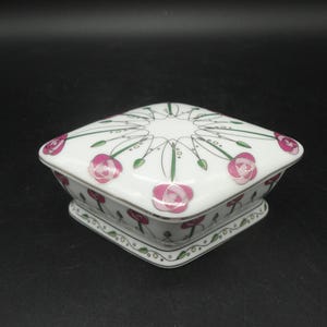 The Leonardo Collection Diamond Shaped Floral Trinket Box,Collectible Floral Trinket Box,Vintage The Leonardo Collection Floral Trinket Box
