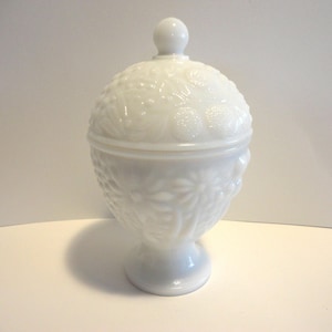 Avon White Milk Glass Candle Holder,Collectible Avon White Milk Glass Lidded Dish,Vintage Avon White Milk Glass Lidded Dish