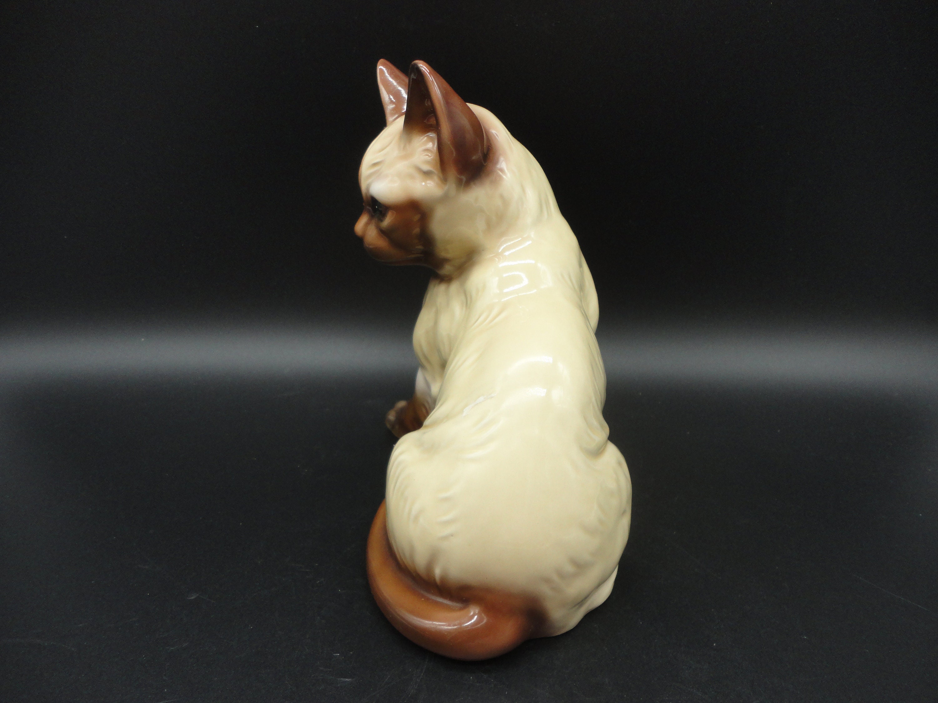 Vintage Maneki-Neko Japonais Good Fortune Chat Céramique Meiji Figurine
