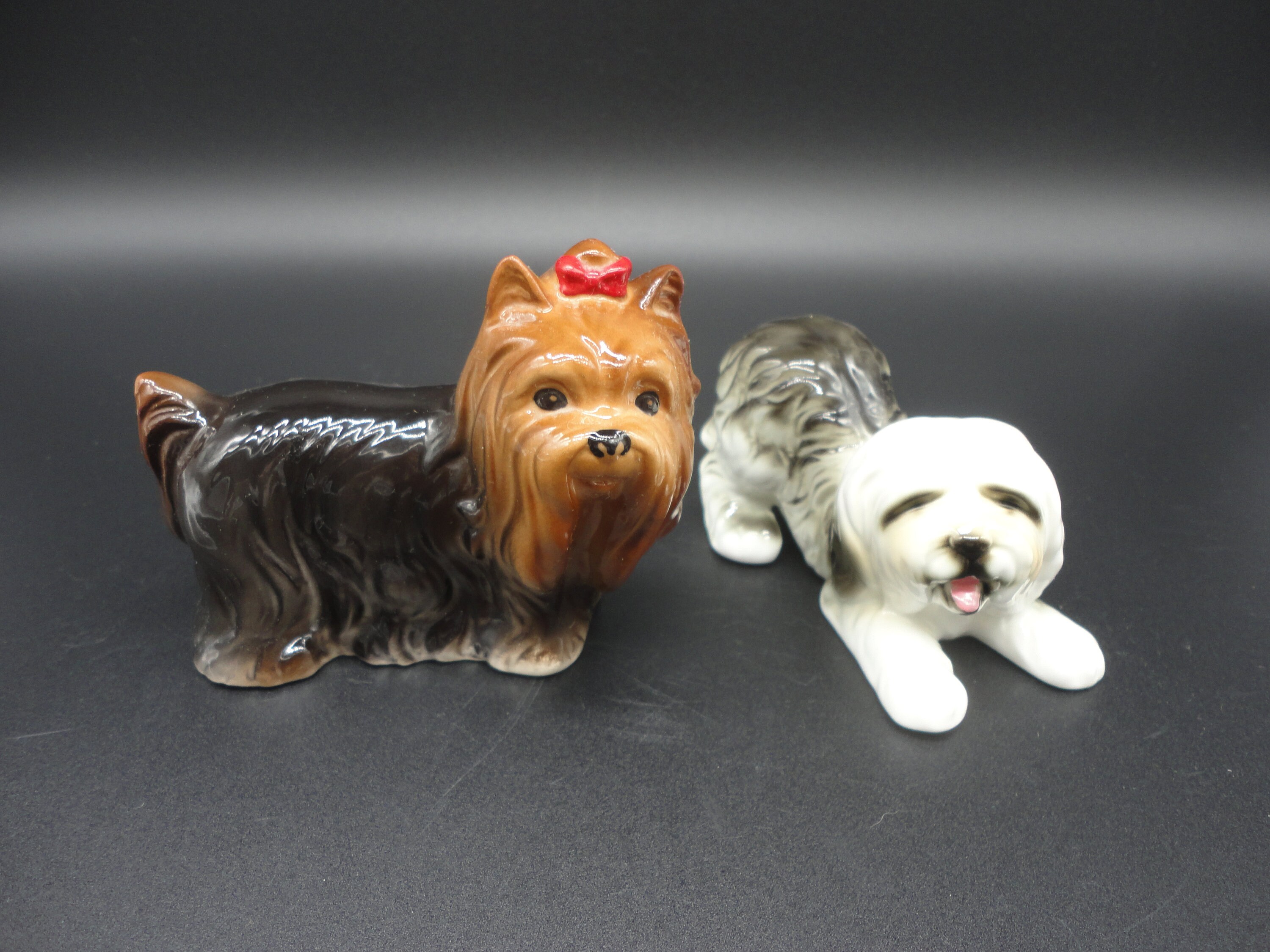 Bone China Yorkshire Terrier and Old English Sheepdog,collectible