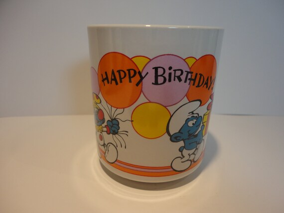 Schlumpfe Alles Gute Zum Geburtstag Keramik Becher Etsy