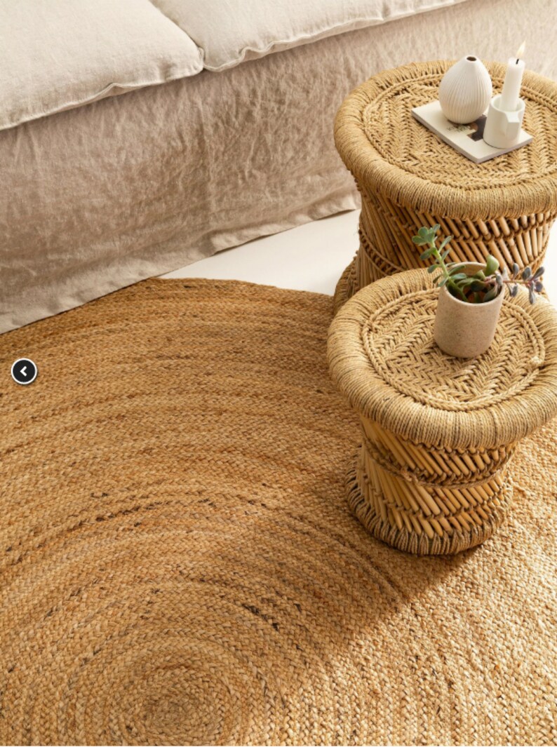 Luxury jute burlap round braided rug hessian rug door mat 2 Etsy