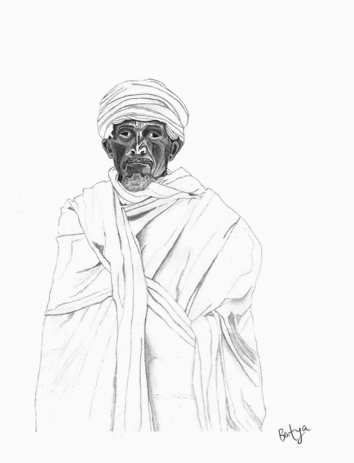 Ethiopian Art Ethiopian Old Man Figure Drawing Wall Art Etsy