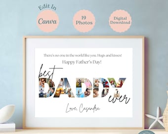 Editable Dad Photo Collage, First Time Dad Gift, Dad Gift From Kids, Personalized Father's Day Gift, Printable Gift For Daddy, Papa Template