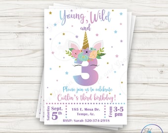 3rd birthday invite etsy