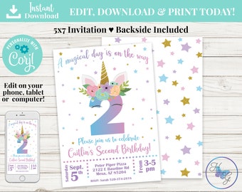 Unicorn Invitation, Unicorn Party, Unicorn Birthday, Unicorn Birthday Invitation, Rainbow Unicorn, Magical Unicorn Invite, Unicorn Face