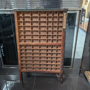 Antique typecast tray, shadow, wood printer box, display case - Medium A