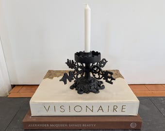 Portavelas de veleta de hierro fundido vintage