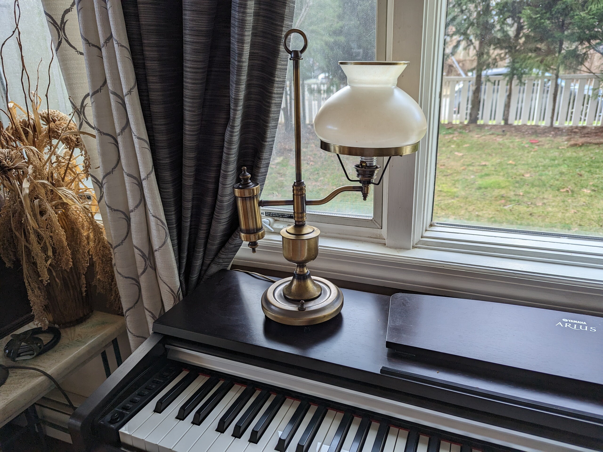 Vintage Large Brass and Glass Student Lamp in all Original Parts