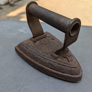 Vintage Sad Iron Cast Iron Clothes with Raised Letters