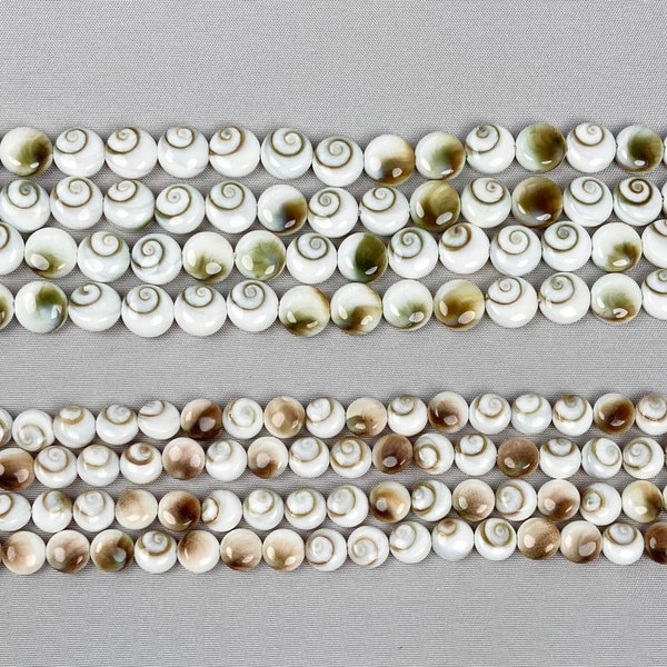Single Shiva Shell Round Bead – Shiva Shell Bead - 16" Beaded Strand - Shiva Shell Beads – Natural Round Shell Beads – Gemstone Bead