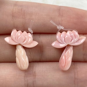 Ensemble de lotus en vrac - Prix par paire - Perles de lambis - Perles de bijoux - Perles de coquillages roses - Perles de lotus