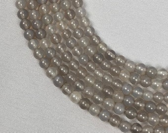 Closeout* Natural Grey Agate Bead – light Agate Strand - 16" Beaded Strand - Agate Beads – Agate Strands - Natural Gemstone Bead