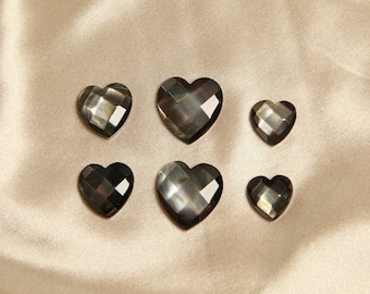 10pcs Faceted Heart Cabochon Black Mother Of Pearl MOP | Different Sizes For Jewellery | Tai Chung Jewellery