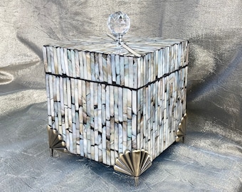 Quadratische Mosaik Muschel box Style C - Accessoire Aufbewahrungsbox - Schmuckschatulle - Perlenbox - Samtschalenbox