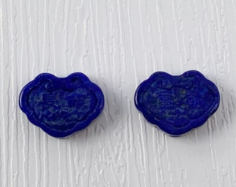 Sculpté 富貴長命 Lock Lapis Lazuli Perle - Perles lapis - Perles de bijoux - Pièce en vrac - Perle orientale - Pierre précieuse