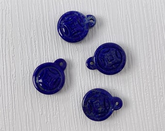 Sculpté Chinois Ancienne Pièce Lapis Lazuli Perle - Perles lapis - Perles de bijoux - Pièce en vrac - Perle de pièce ancienne chinoise - Pierre précieuse