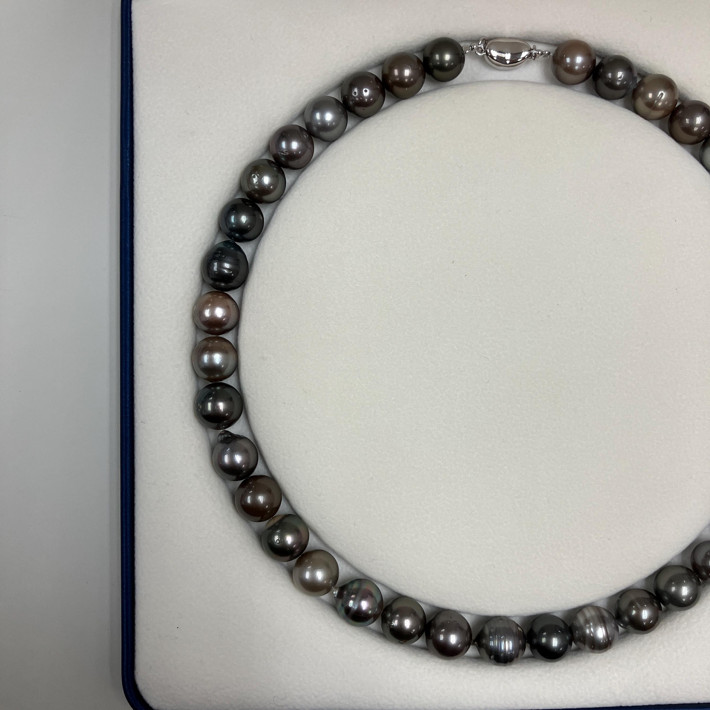 Luxury Natural Tahitian AB Black Pearl Necklace With 925 Silver