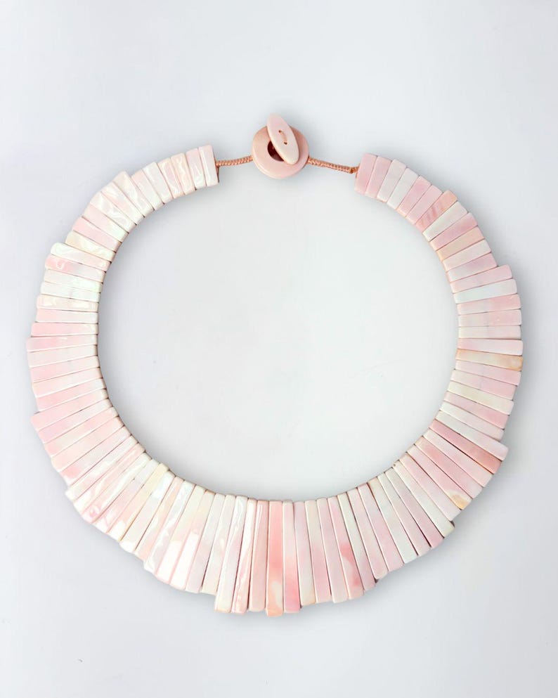 Natural Queen/Pink Conch Shell Rectangle Necklace 18 Inch with Clasp - Elegant, Fancy Jewelry image 5