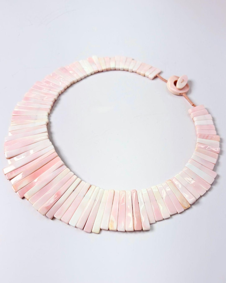 Natural Queen/Pink Conch Shell Rectangle Necklace 18 Inch with Clasp - Elegant, Fancy Jewelry image 1