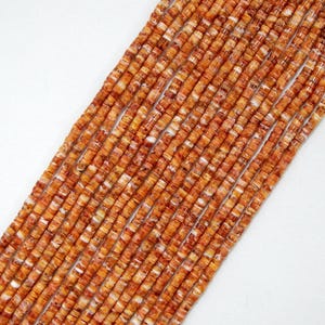16"Heishi Spiny Oyster Shell Beads - Natürliches Orange & Rot, hochwertiger Strang für Schmuck und Kunsthandwerk