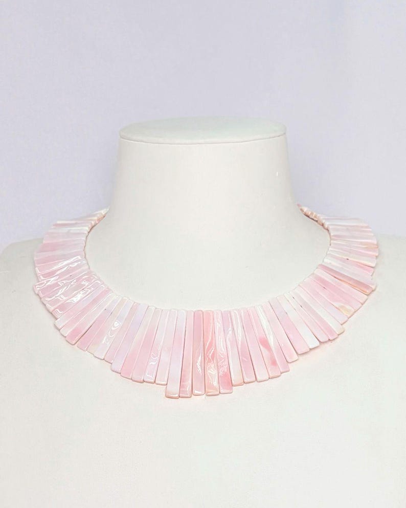 Natural Queen/Pink Conch Shell Rectangle Necklace 18 Inch with Clasp - Elegant, Fancy Jewelry image 3