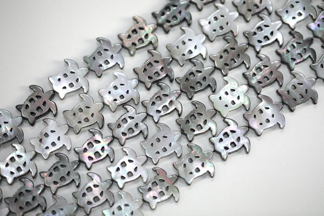 16-inch Doublet Oceanic Turtle-shaped Abalone Shell Beads With Filigree ...