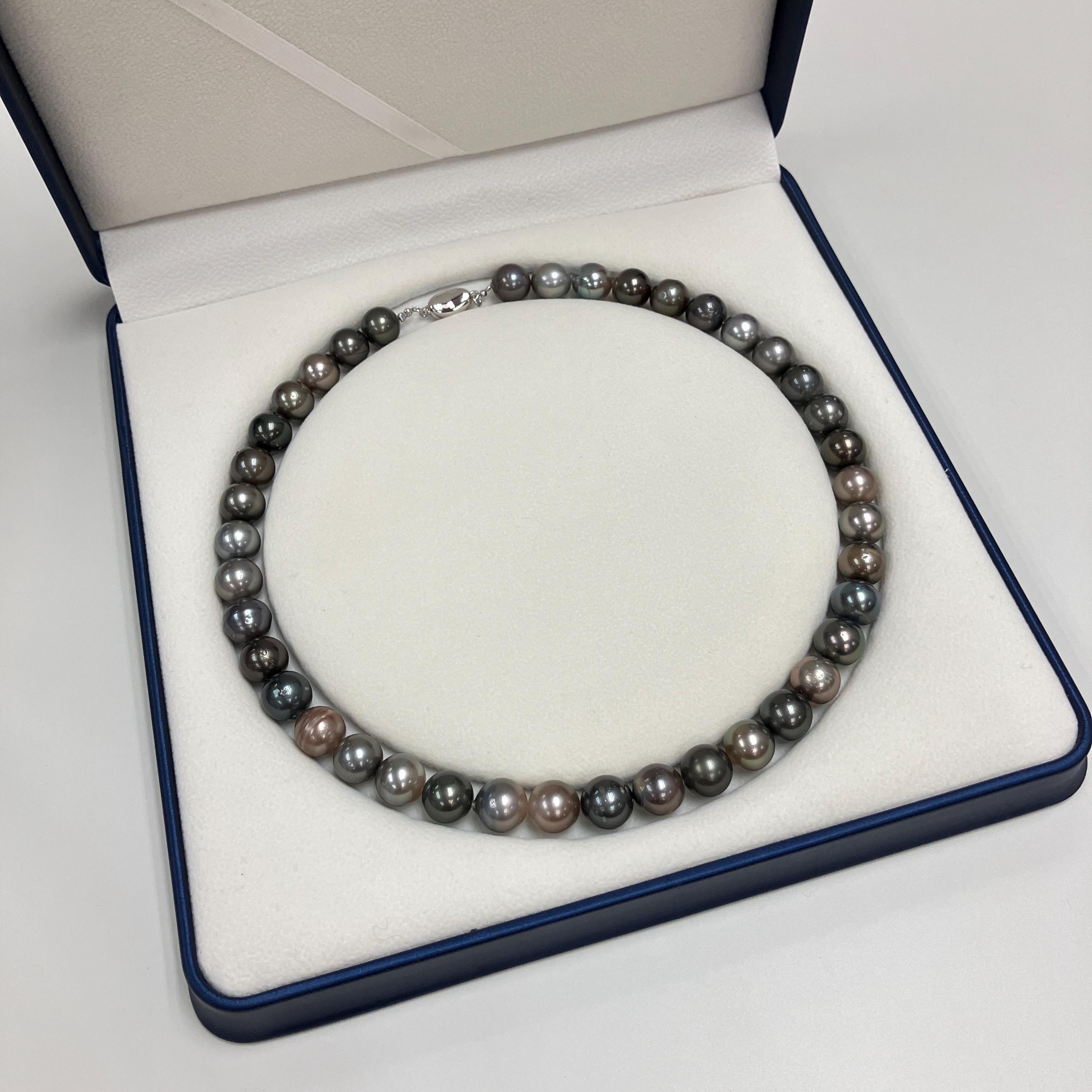 Luxury Natural Tahitian AB Black Pearl Necklace With 925 Silver
