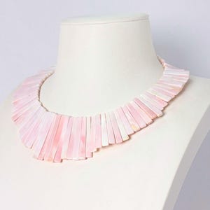 Natural Queen/Pink Conch Shell Rectangle Necklace 18 Inch with Clasp - Elegant, Fancy Jewelry image 4