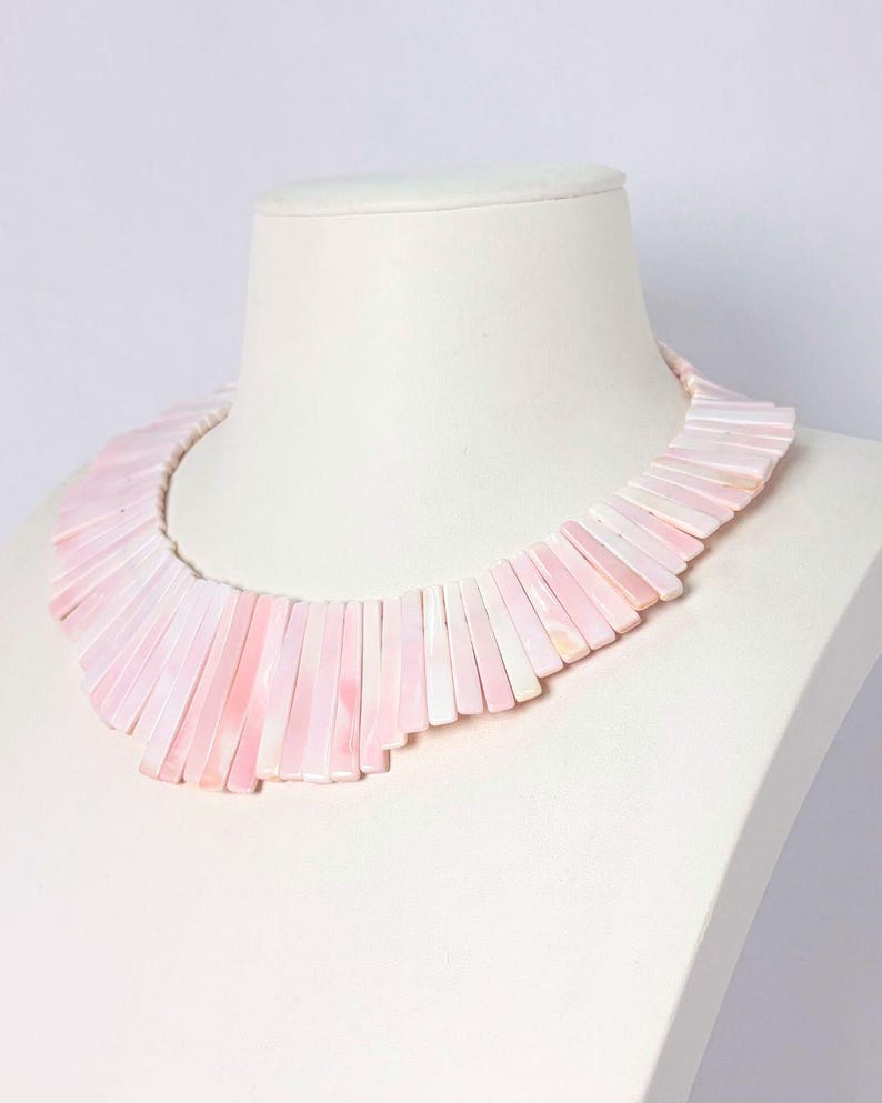 Natural Queen/Pink Conch Shell Rectangle Necklace 18 Inch with Clasp - Elegant, Fancy Jewelry image 4