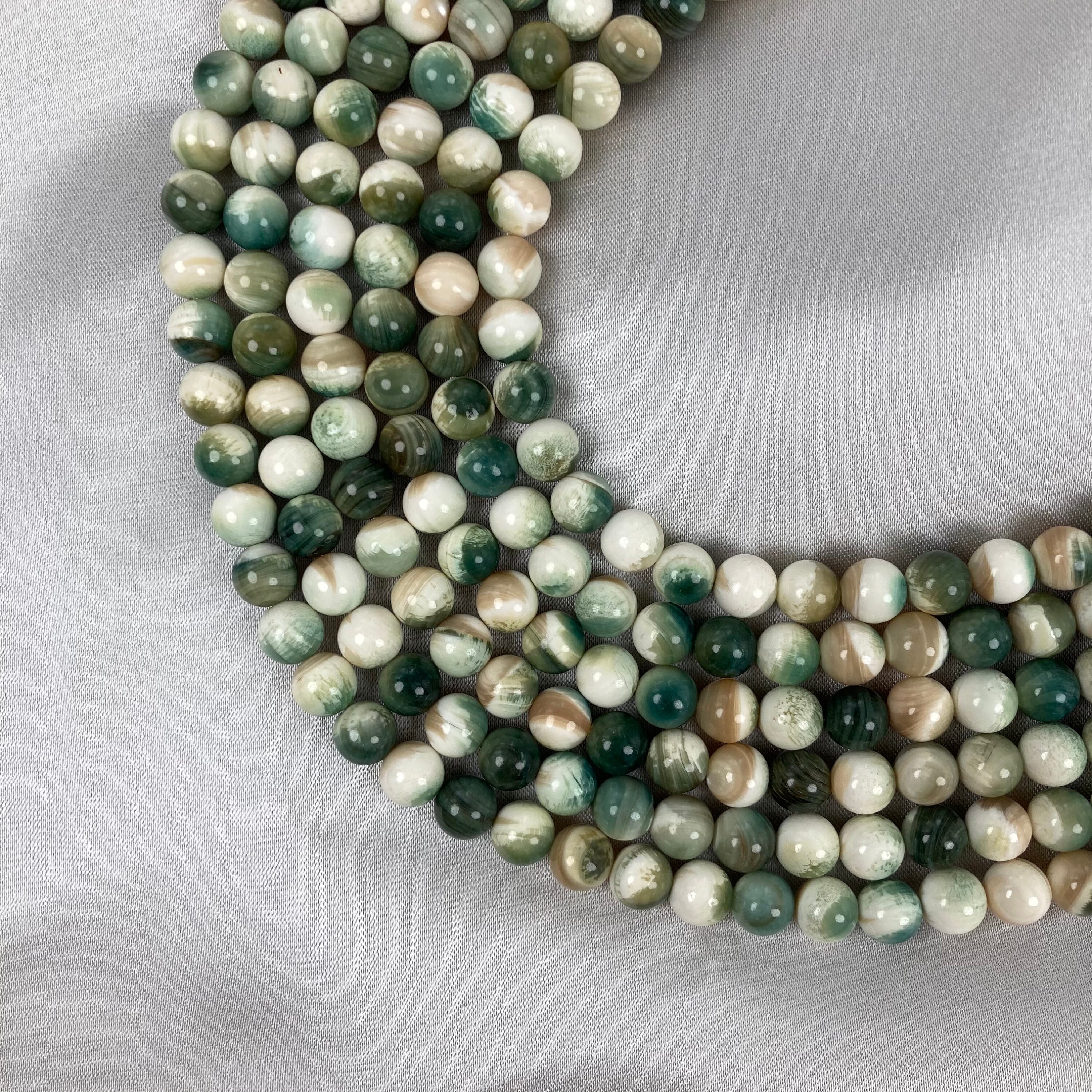 Shell Beed Rare Natural Turbo Shell Bead Strand - Natural Turbo Shell Bead - Round ...
