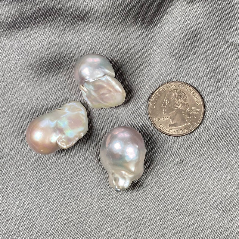 Large Excellent Quality Silver Grey Baroque Pearls per Pair - Etsy