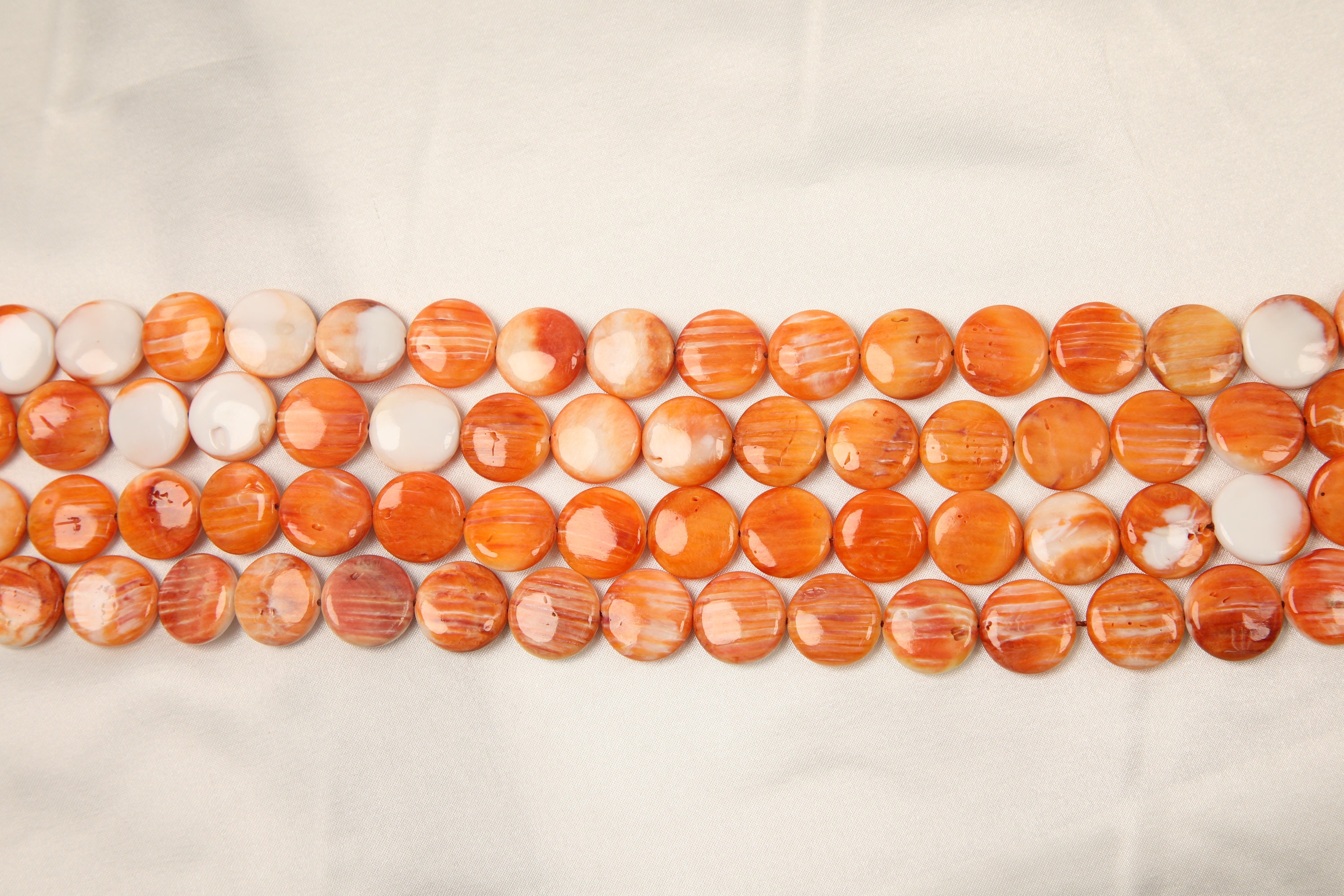 Round Flat Beads Spiny Oyster Shell Beads 16 Beaded Etsy