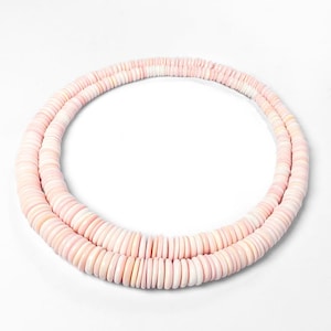 40,8 cm (16 po.) Perles de forme libre en coquillages roses et lambi - Rang de perles gradués en coquillages naturels - Pour la fabrication de bijoux