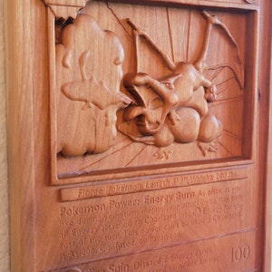Art mural 3D Carte Pokémon Dracaufeu | Bois franc massif | Cadeau parfait | Décoration d'intérieur