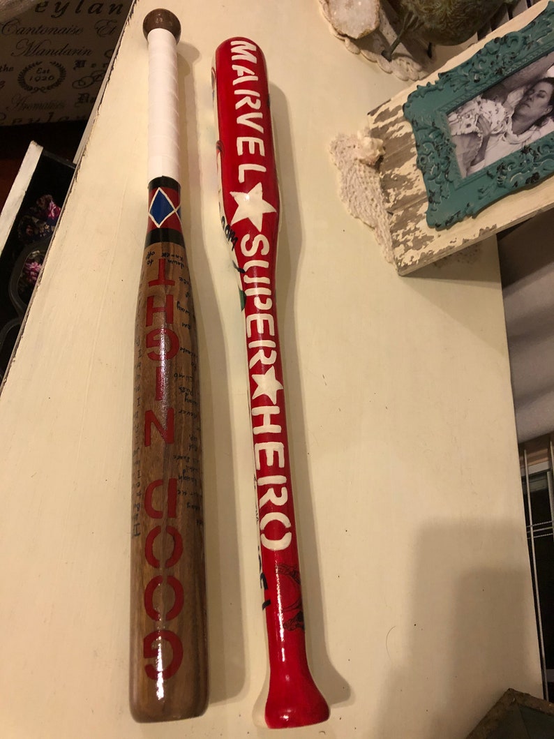 Marvel hero baseball bat/Harley Quinn villain baseball bat Etsy