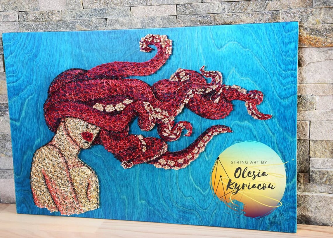 Lady Octopus Wire String Art, Nautical Home Art, Sea Life Art, Beach ...