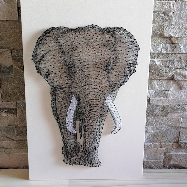 String Art Elephant, Art moderne, Wildlife Art Wall Decor, Art original, Elephant Art, Fête des Pères, Wall Art, Africa Artwork, Fabriqué sur commande