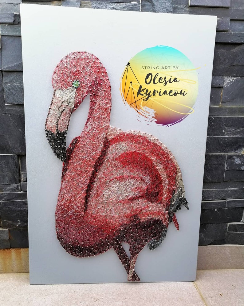 Wire String Art Flamingo, Wire Art Flamingo, Modern Wall Decor, Modern