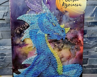 Wire String Art Dragon ,Wire art dragon,Fantasy art,Original Artwork, MADE TO ORDER,Dragon art, Fantasy decor, Dragon gift