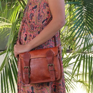 Petit sac cartable en cuir fait main, sac iPad, cadeau de bureau pour homme et femme, sac à bandoulière effet vieilli