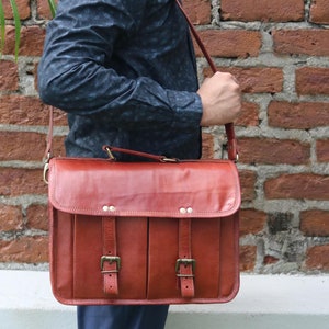 Sac messager en cuir de 14 po. Sacoche pour ordinateur portable Porte-documents de bureau Cadeau pour homme Sac à bandoulière effet vieilli pour ordinateur