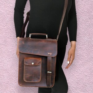 Sac messager en cuir personnalisé, sacoche pour ordinateur portable de bureau, cadeau pour homme, sac à bandoulière effet vieilli, sacoche vintage décontractée