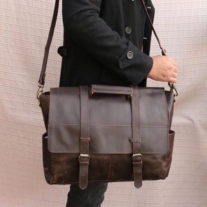 Sac messager personnalisé en cuir véritable sac d'ordinateur portable sac à bandoulière pour femme cadeau pour homme sac de bureau porte-documents de travail grande cartable sac rustique