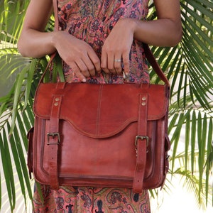 Bolso bandolera de piel auténtica personalizado de 18', bolso para portátil, bolso de hombro, regalo para hombre, bolso de oficina, maletín de trabajo, bolso grande rústico.